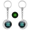 Luminous Zodiac Double-Sided Rotating Pendant Keychain for Couples - European & American Creative Design.