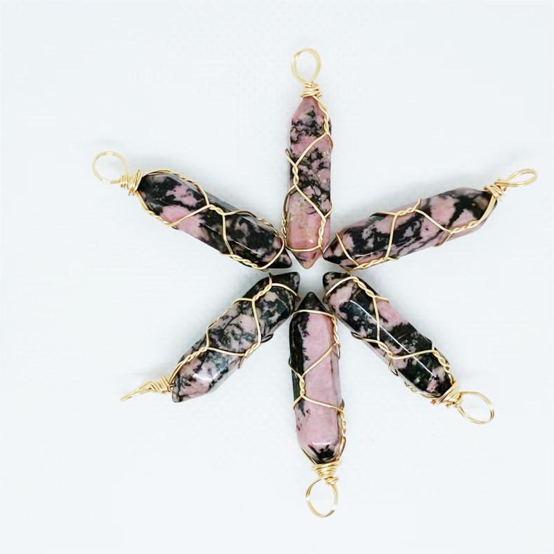Hexagonal Double-Ended Crystal Pendant DIY Jewelry Accessory