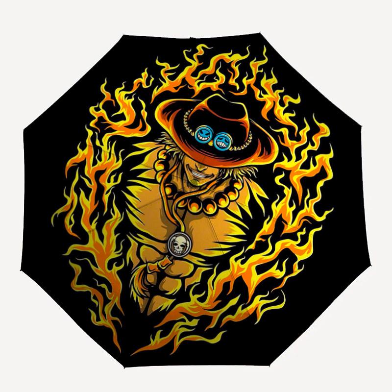 

1pc One Piece Fire Fist Ace Automatic Open/Close Umbrella Compact Travel Umbrella, 8 Rib Heavy Duty, Perfect for Women & Men a0923187
