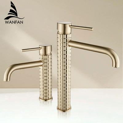 Knurled Faucet Brushed Gold Basin Faucet Bathroom Taps Single Handle Hot and Cold Sink Mixer Knurled Basin Faucet 855988
