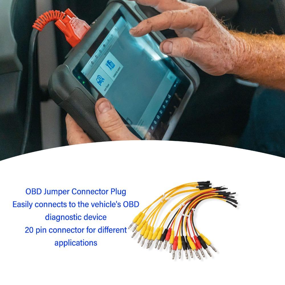 20PCS 3-Color 20 Pin Jumper Cable 4mm Banana Plug OBD2 Breakout Box Wiring Short Circuit Checking