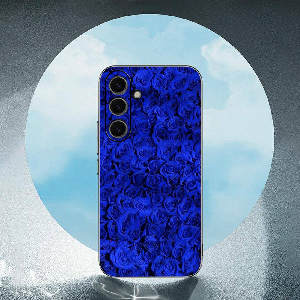 Blaue Rose Kunst Für Samsung Galaxy S23 S24 S25 Ultra S22 Plus S21 Schwarzes Weiches Case Wasserdichtes Weiches Case