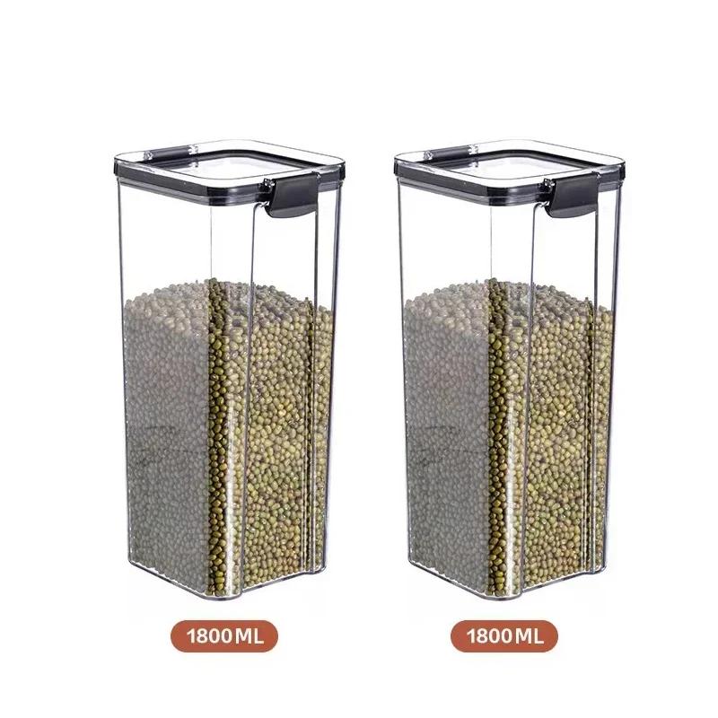 1-5Pcs Sets Sealed Jar Food Storage Box Transparent Plastic Kitchen Organizer Multigrain Tank Stackable Dried Sealed Storage Jar