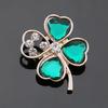 Gold-Plated Acrylic Four-Leaf Clover Brooch Pin Fashion Accessories