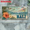 Printing, , Vintage Metal License Plate, Outdoor Wall Art , BALI Aluminum Sign with Tropical Surf and Kite Scene, Great for H