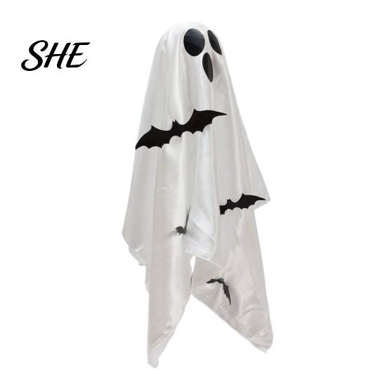 Outdoor Spooky Yard Ornaments Scary Ghost Decor, Bat Print Hanging Decor for Porch Lighted Ghosts Tree, Glow-in-the-Dark Halloween Decoration