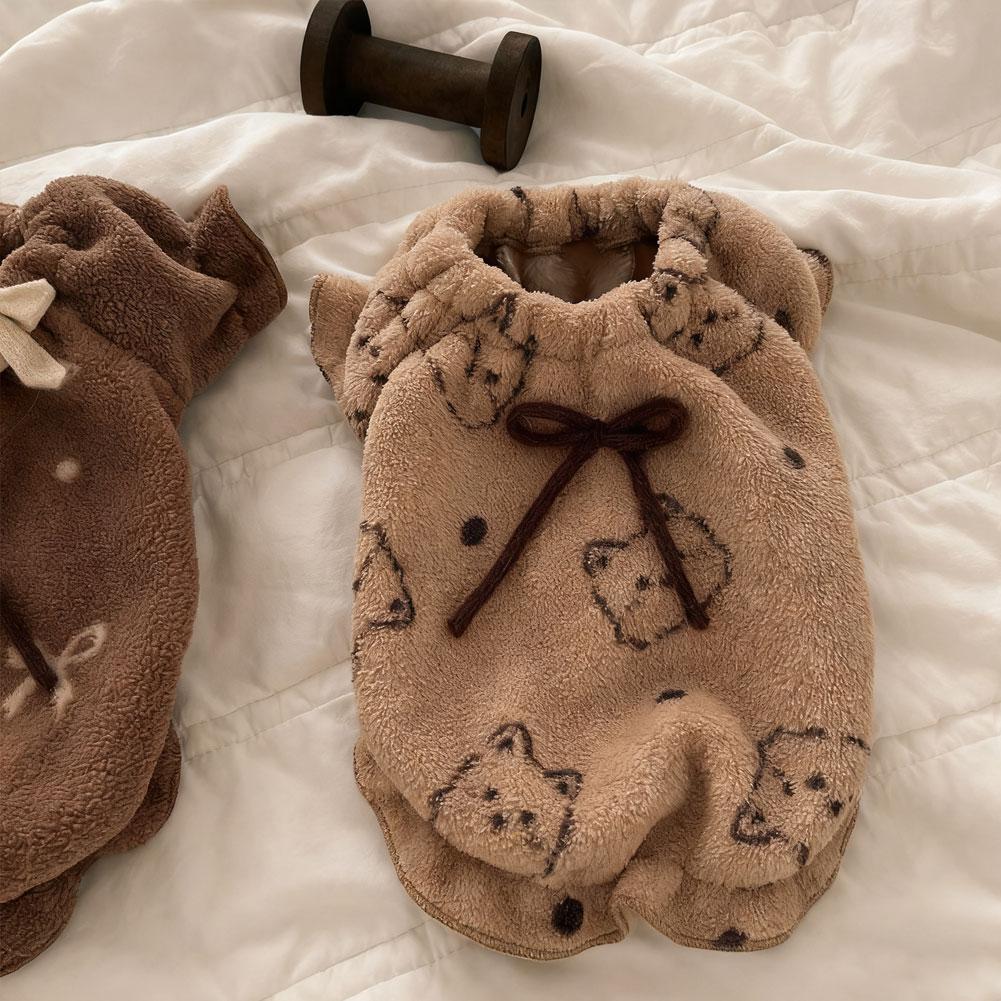 Pet Autumn Winter Cotton-padded Clothes Warm Dog Double Sided Velvet Pajamas Teddy Plush Vest for 2-8kg Small Medium Dogs