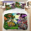 Dinosaur Vs Zombies Epic Clash Three-piece Set (1 * Duvet Cover + 2 * Pillowcase, Without Core) 2D Flat Christmas Birthday Gift