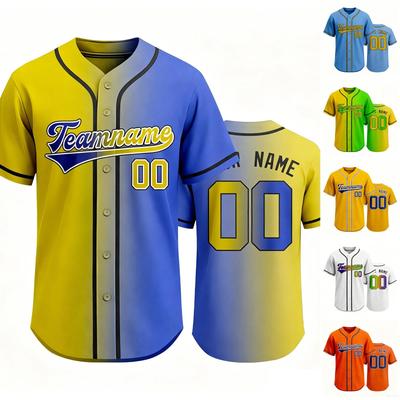 Customizable Baseball Jersey for Men and Women Button Down Front Short Sleeve Sports Shirt Team Name and Number Print Available
