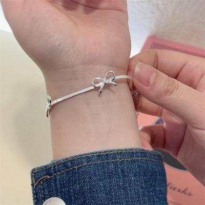 Náramky s mašličkou pro ženy Náramek s řetízkem z hadí kosti Jemný Vintage stříbrná barva Móda Šperky Dárky Módní náramek stříbrné barvy Y2K