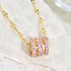 Small Waist Necklace, Women'S Light Luxury Temperament Trend Zircon Pink Pendant Of The Same Style