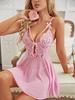 Sexy Women's Underwear Large Size Lace Transparent Ruffled Robe Transparent Babydoll Underwear Evening Dress Erotic Nightgown
