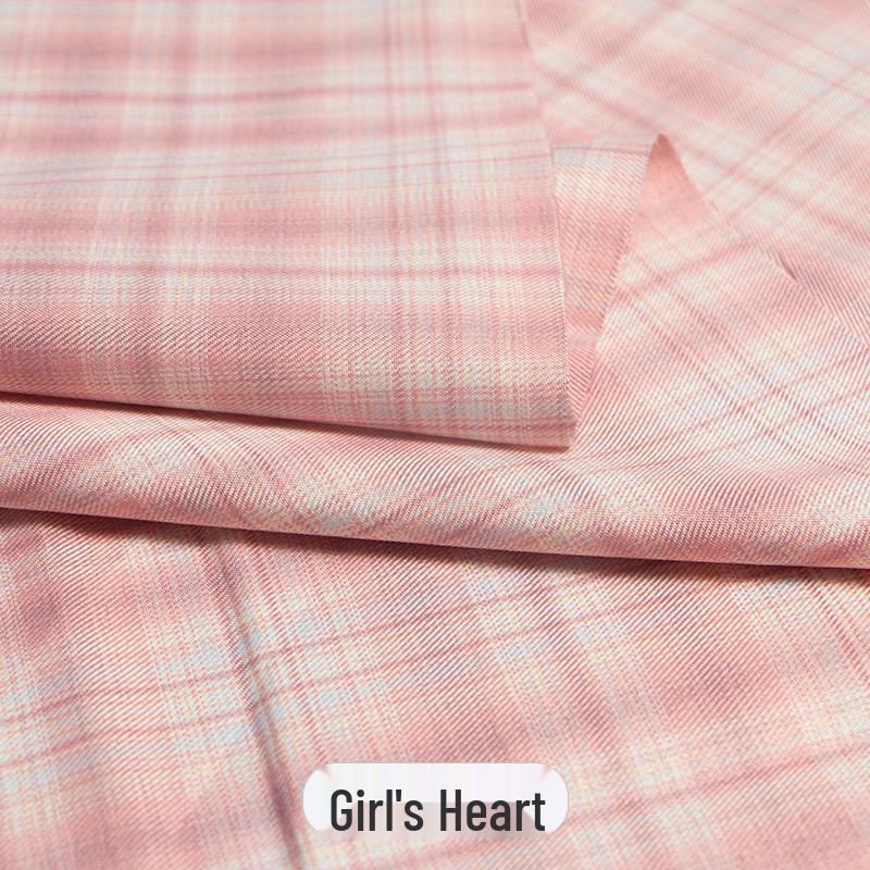 Japanese Plaid Pleated Skirt Fabric - Yarn-Dyed Polyester for DIY Scrunchies & Crafts