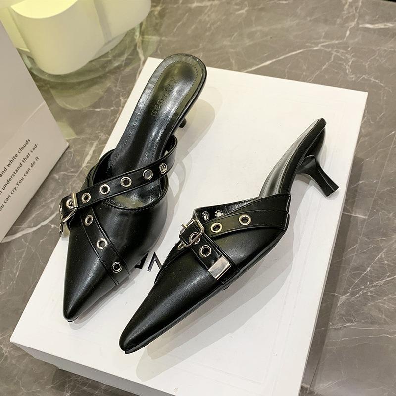 Summer Womens Shoes Sexy Pointed Toe Half Slippers Fashion High Heel Cool Slippers for Women Luxury Banquet High-heeled Slippers