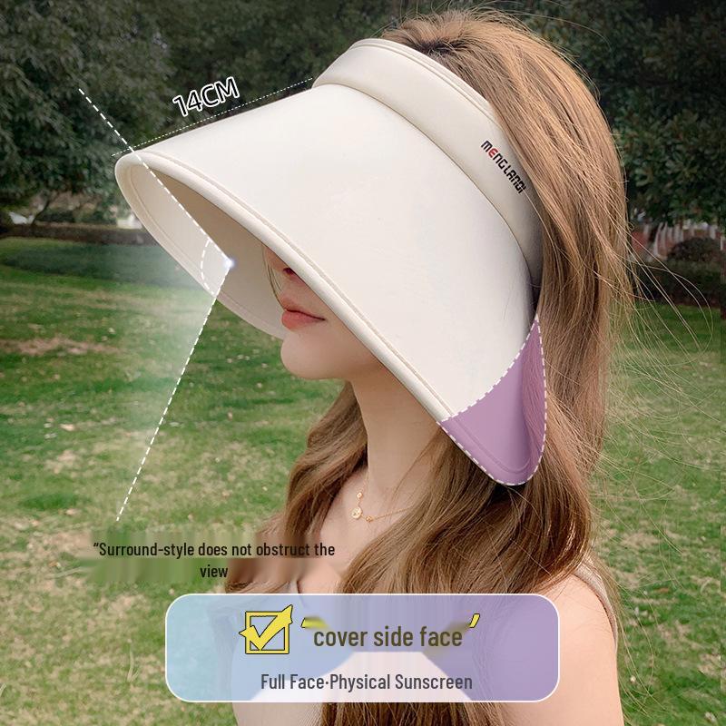 Women's Wide-Brim Summer Topless Sun Hat with UV Protection for Outdoor Sports