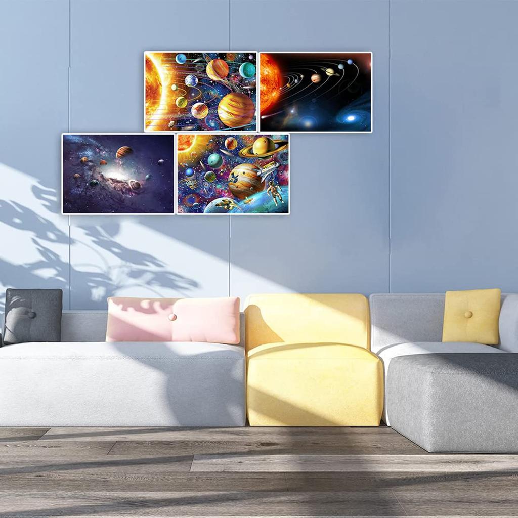 JISHSHAY Diamond Art Set of 4 Solar System 40x30cm Diamond Art Solar System Set Beginner 5D Diamond Art Space Diamond Art Starry Sky Mosaic Art