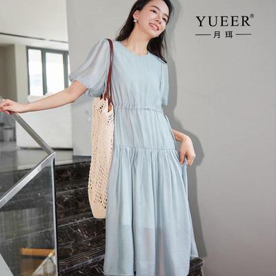 Französisches Midi-Kleid aus Tencel mit Schnürung