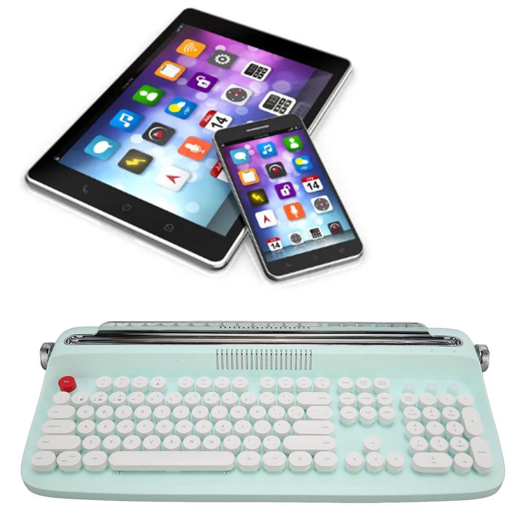 Wireless Typewriter Keyboard Retro 104 Keys 5.0 Integrated Stand Tablet Keyboard for Smart Phone Laptop