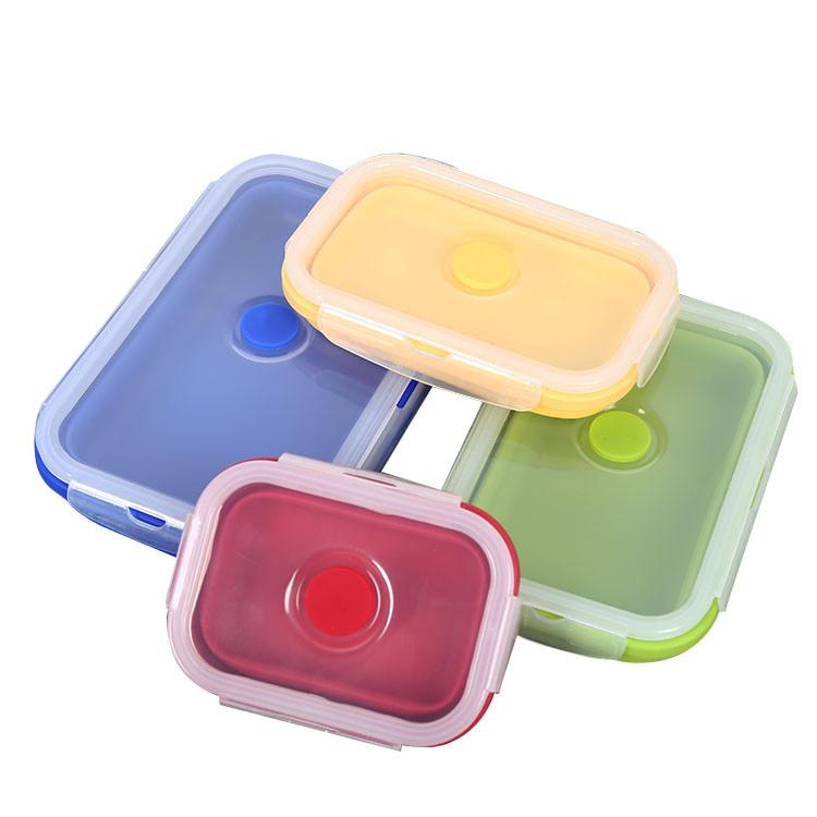 Dinner Box 4 Sets Folding Fresh Food Box Outdoor When The Box Silicone Folding Lunch Box