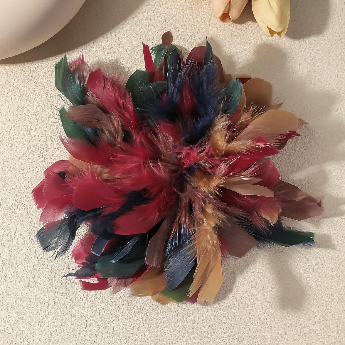 

Модная преувеличенная брошь-цветок из перьев 20 см для женщин, роскошная, с выраженной индивидуальностью, лацканные булавки, для вечеринки, свадьбы, одежда, ювелирные изделия