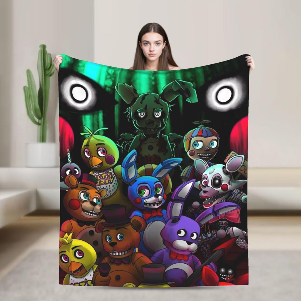 Five Nights Horror Game Blanket Fleece Summer   Multifunction Lightweight Throw Blanket for Bedding Bedroom Bedding Throws