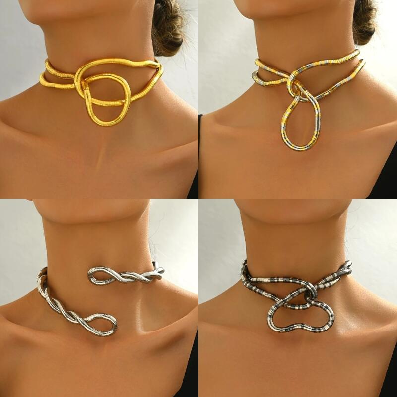 Creative Flexible Winding Snake-Shaped Necklaces for Women Europe and America Style Personality Necklaces Collar Fashion Jewelry