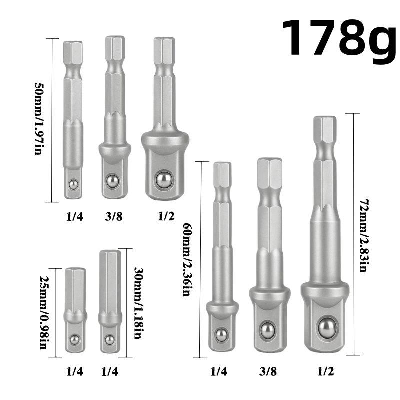Cross Black Hexagonal Handle Electric Screwdriver Set - 8-piece Hex Rod & AD Socket Wrench Conversion Tool.