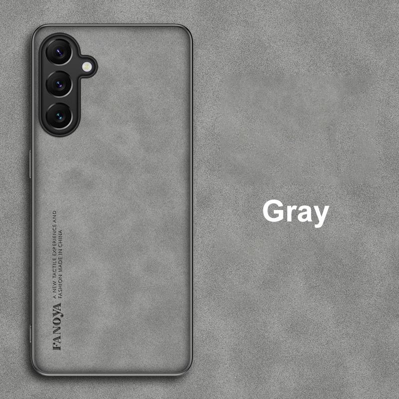 

For Samsung Galaxy A15 A25 5G Case Luxury PU Leather Phone Case For Samsung A15 4G Back Cover Silicone Full Protection Coque For Samsung A15 4G сірий колір