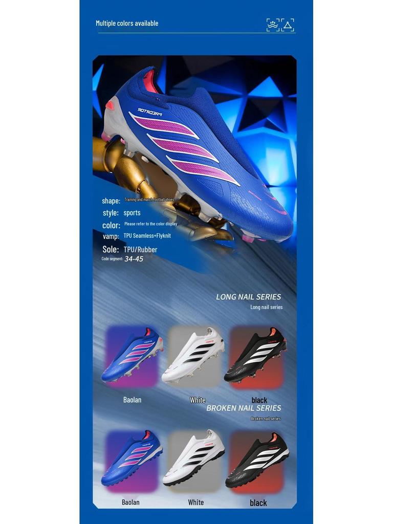 Messi Low-Top Long Spike Soccer Shoes for Men & Women - Adult Artificial Turf Training, Autumn/Winter