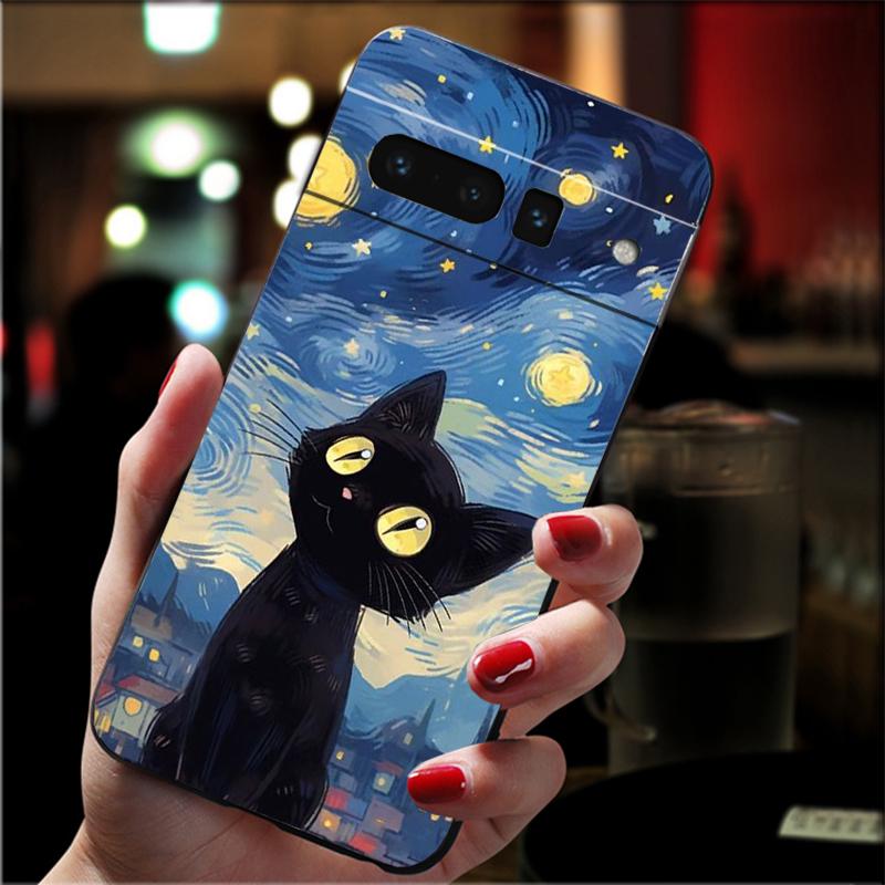 

Phone Case For Google Pixel 10 Pro 9 Pro XL 9A 8 7 6 Pro Pixel 8A 7A 6A Pixel 8 7 6 5 Cat Starry Night Van Gogh Google Pixel 9 Pro