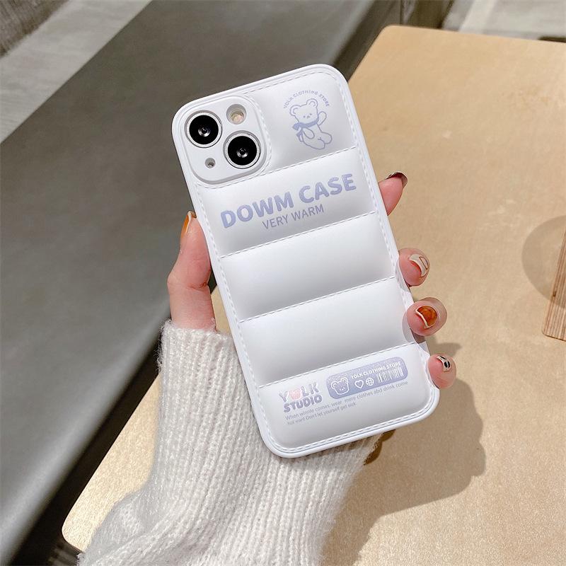 

Корейский модный пуховик чехол для iPhone: Защитный чехол для iPhone 16 Pro Max, 14 Pro, 13 и 11 с дизайном подушки безопасности iPhone 11