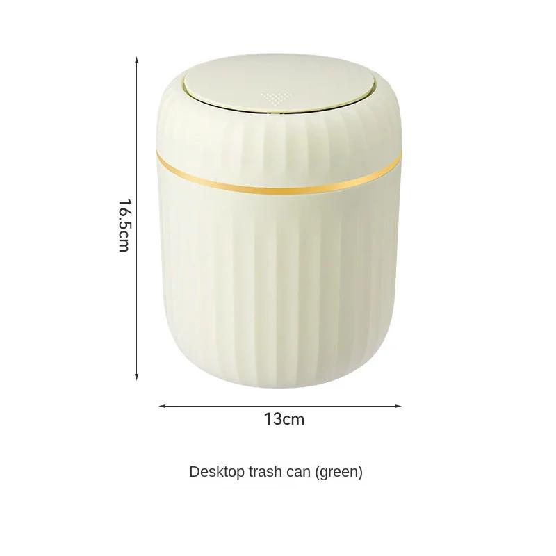 Mini Desktop Trash Can with Lid Garbage Waste Bin Organizer Bedroom Offi Desk Storage Box Made Durable Plastic Home Supplies