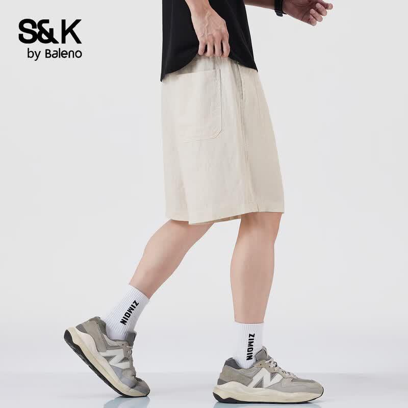 Baleno Men's S&K Series Pure Linen Loose Fit Shorts