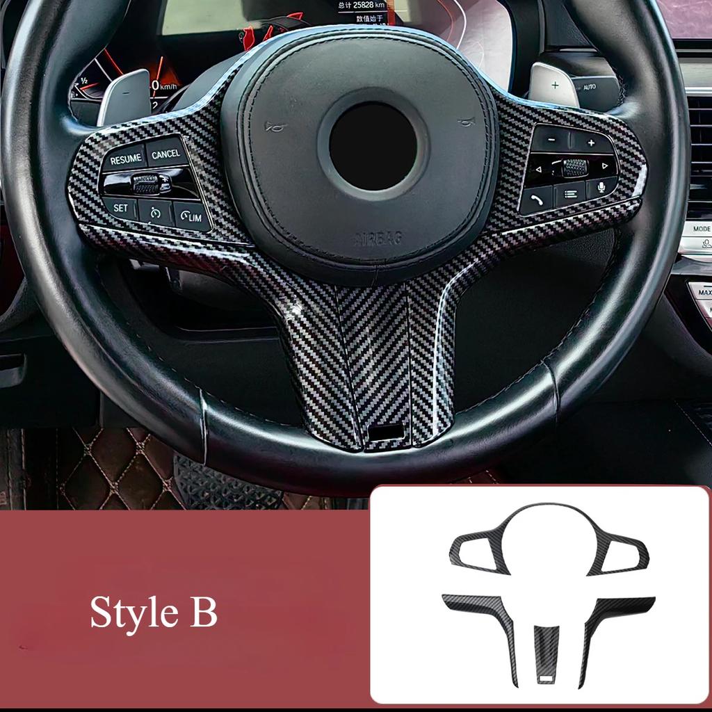 For BMW 3 5 Series G20 G30 X3 X4 G01 G02 2018-24 ABS Carbon Fiber Car Steering Wheel Button Cover Trim Stickers Car Accessories