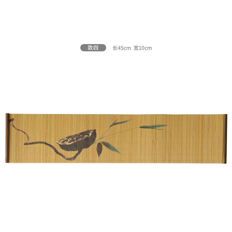 Waterproof Small Size Bamboo Weaving Tea Mat Heat Insulation Cup Mat Zen Style Print Tea Ceremony Accessories Chinese Style