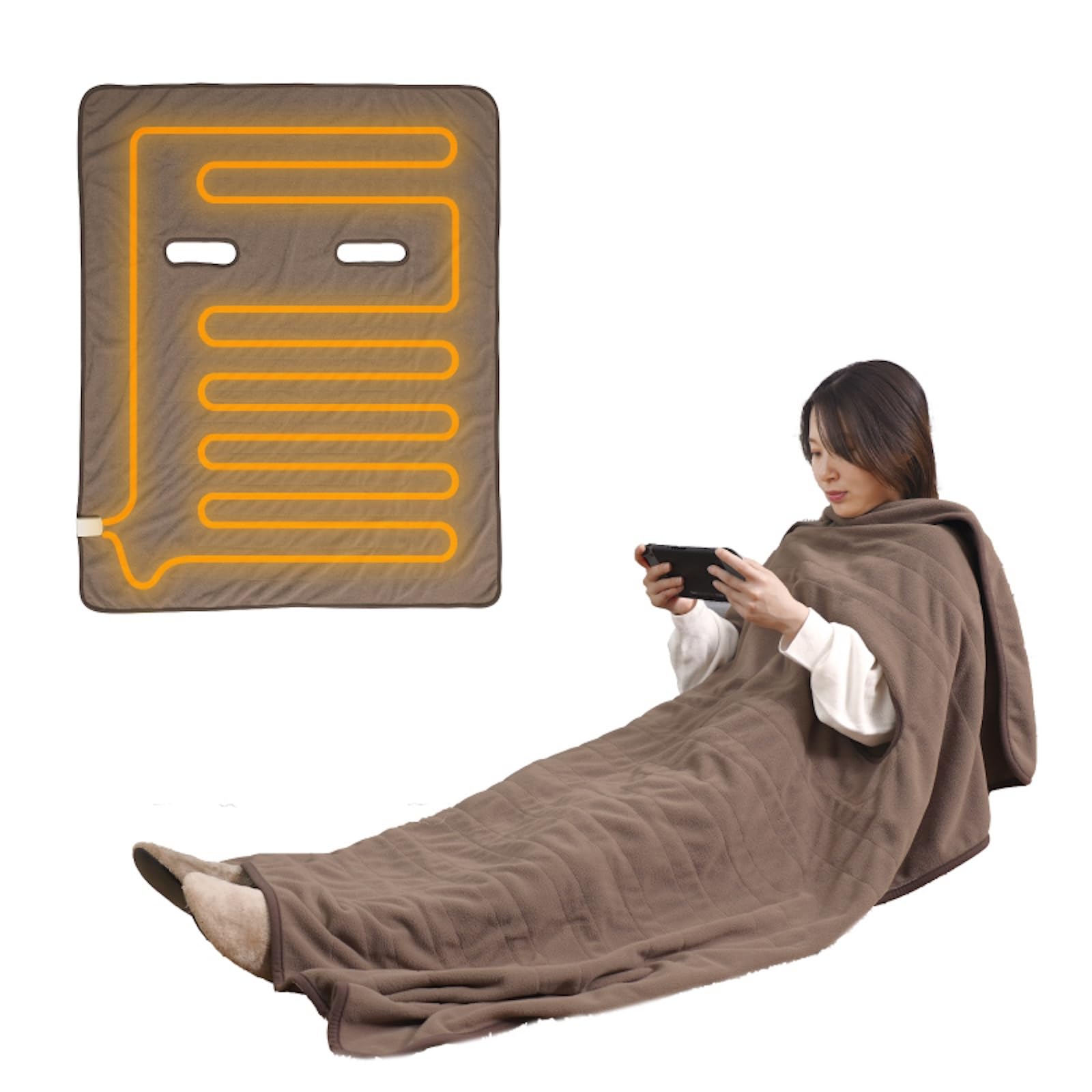 

THANKO Electric Blanket with Open Arms, Dara-katsu Blanket UDDS24H-JU, Beige, Energy Saving, Kotatsu Heater, Single Person Use, Wearable Blanket, Wa