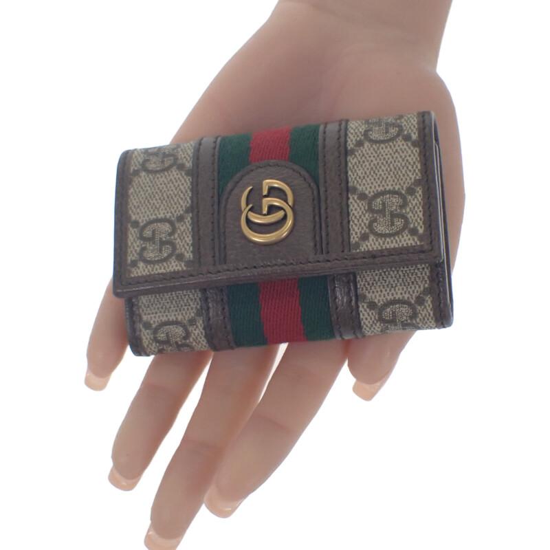 GUCCI  603732 96IWT 8745 Key holder  Brown/Red GG Supreme Canvas Women