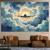 2D Sunlight Cloud Airplane Backdrop for Travel Agency Event Decoration