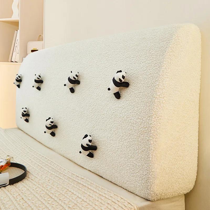 Schmutzabweisende Bett-Rückenlehnen-Abdeckung für Schlafzimmer, verdickte Teddy-Fleece-Kopfteilabdeckung, dehnbare All-inclusive-Stepp-Bettkopfabdeckung