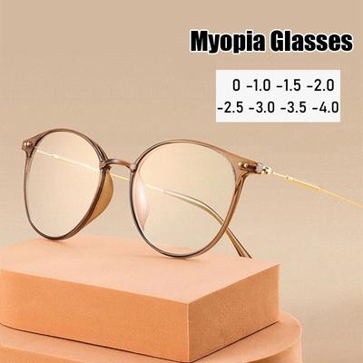 Runde Myopie-Brille für Damen, blaues Licht, blockierende Minus-Brille, für Damen und Herren, verschreibungspflichtige Nahsichtbrille, Dioptrien 0 bis -4,0