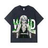 275 GSM Gewassen T-shirts 100% Katoen Demon Slayer V115 Sanemi Print Unisex Zwaar Katoenen T-shirt