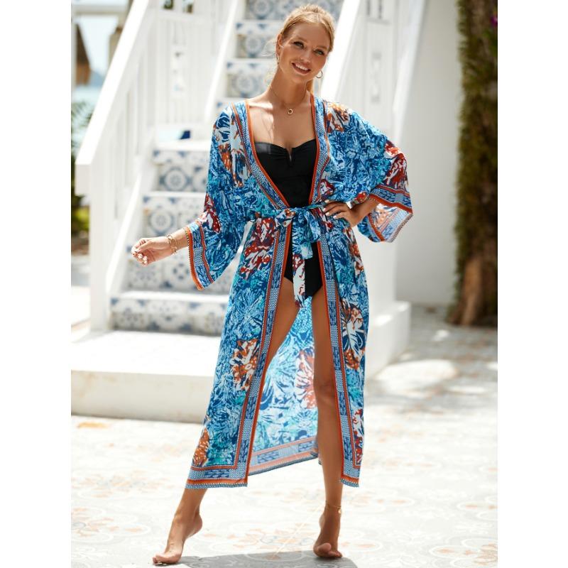 

Женская мода весна осень цветочный узор принт длинный рукав свободная талия повседневные платья Size: One Size