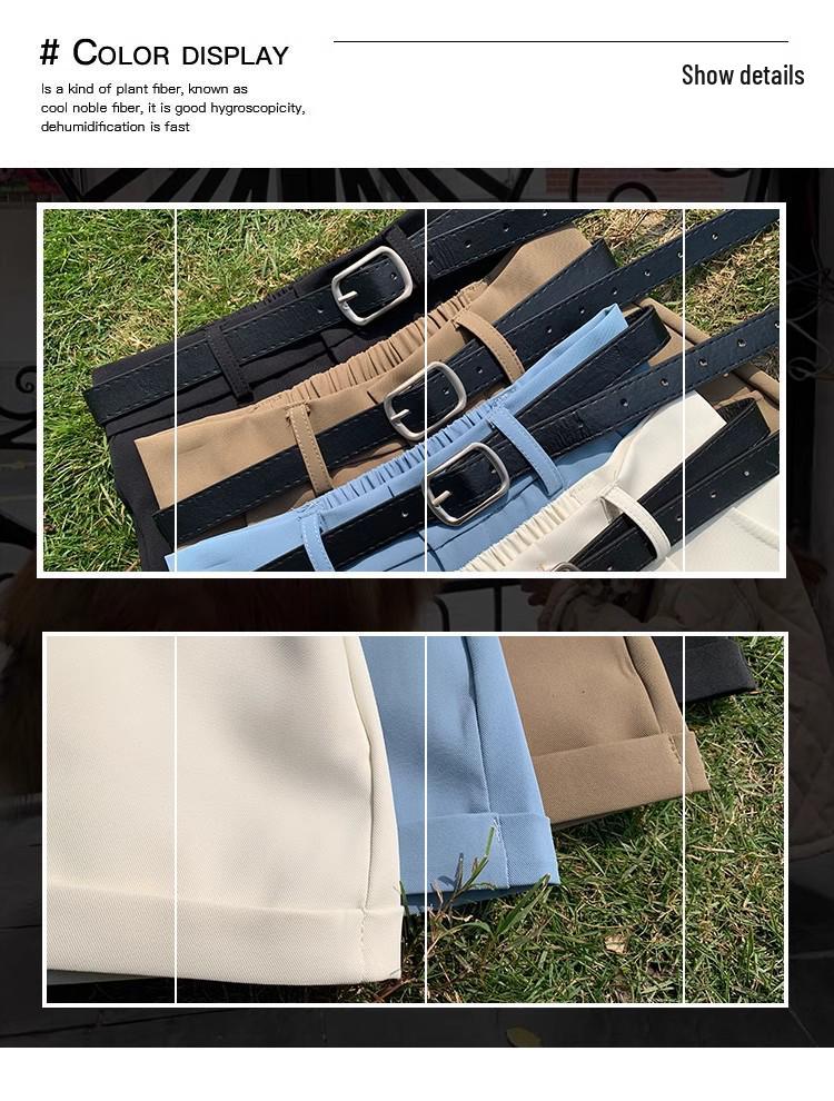 Petite Women's High Waist Pleated A-line Suit Shorts for Summer 2025