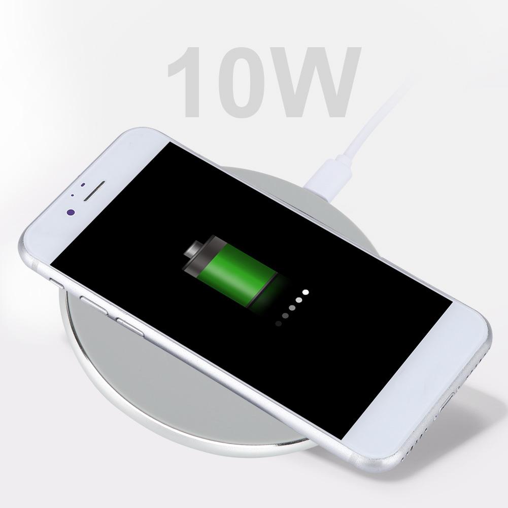 10W Ultra thin Round Wireless Intelligent Fast Charger Transmitter Charging Pad(Gray )