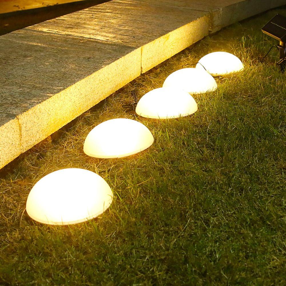5pcs 1 Drag 5 Lawn Lamps Half Ball Shaped Cobblestone Lamp Solar Ground Lights Outdoor Garden Lawn