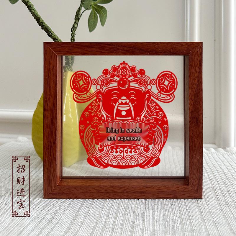 Xianci Double-Sided Transparent Frame: A4 Paper-Cut Calligraphy Fu Character Display Stand