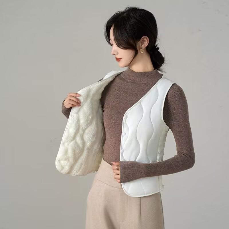 

Пуховый жилет женский короткий осенне-зимний бархатный теплый жилет для ношения под одеждой приталенный жилет тонкая универсальная подкладка 5XL142-77.5 kg белый