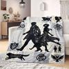 JoJo's Bizarre Adventure Cartoon Flannel Blanket, Printed Style for Beds and Chairs, Warm Bedding, Travel Picnic Use_LIAN