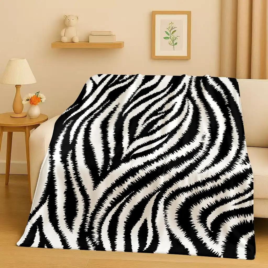 HD Zebra Tiger Leopard Beast Stripe Print Art Flannel Blanket,Ultra Soft Warm Plush Throw for Home Bedroom Bed Sofa Cover Office