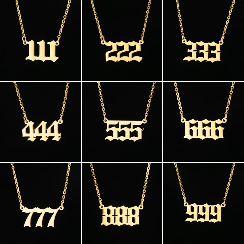 Angel Number Necklace for Women: Stainless Steel 000-999 Pendant Clavicle Chain